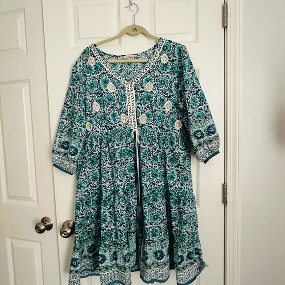 Soft Surroundings embroidered Blue Floral Dress - Picture 6 of 11